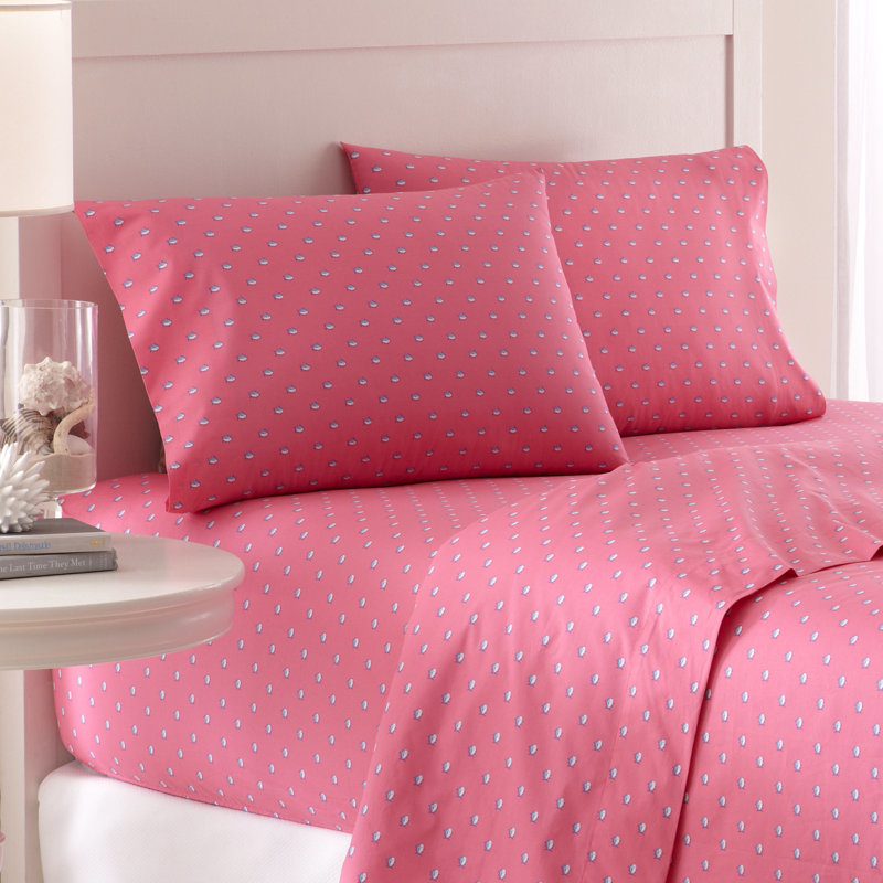 Skipjack 200 Thread Count Cotton Sheet Set, Sunset Pink, Full