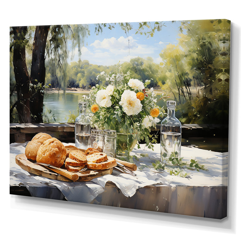 Pique-nique au bord du lac III, Toile tendue, H 12 po x l 20 po x P 1 po