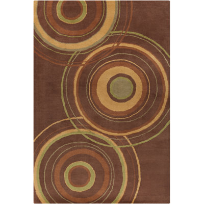 Tapis concave en laine Allie Authentic touffeté à la main brun et or