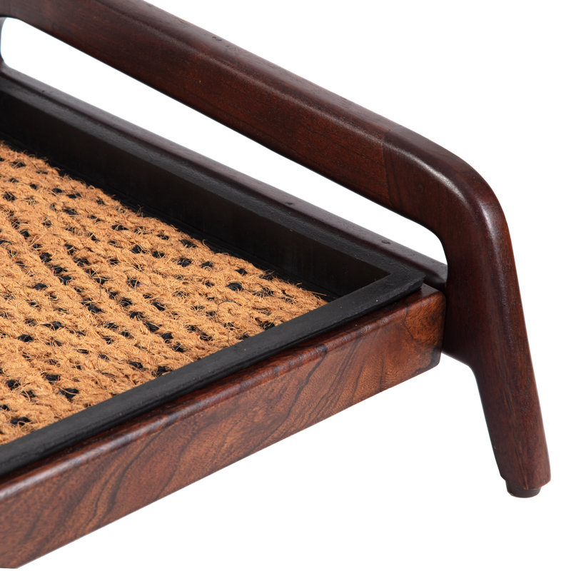 Support à bottes en bois massif de qualité supérieure avec tapis en fibre de coco naturelle - Rangement pour chaussures