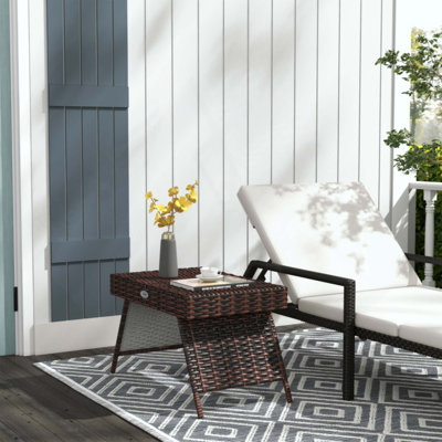 Table d'appoint pliante en osier PE sans assemblage requis