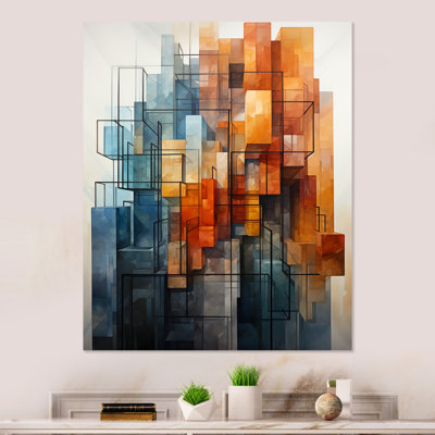 Abstract Cubism Cityscape Skyscraper - Abstract Shapes Metal Wall Art