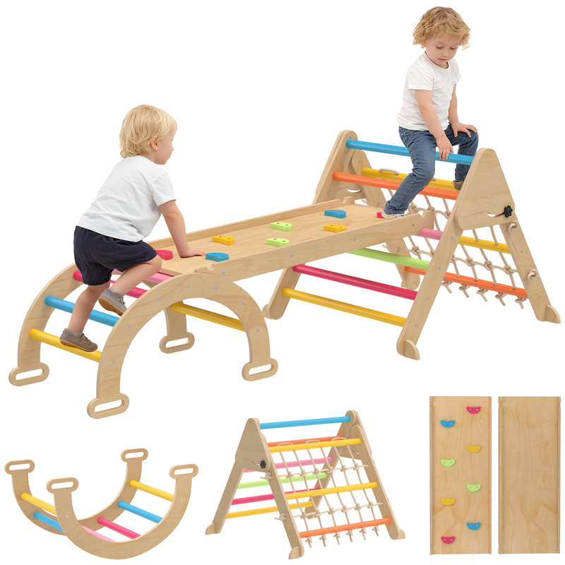 AIYAPLAY 8-in-1 Climbing Frame for Toddlers Ages 1.5-4 Years Multicoloured
