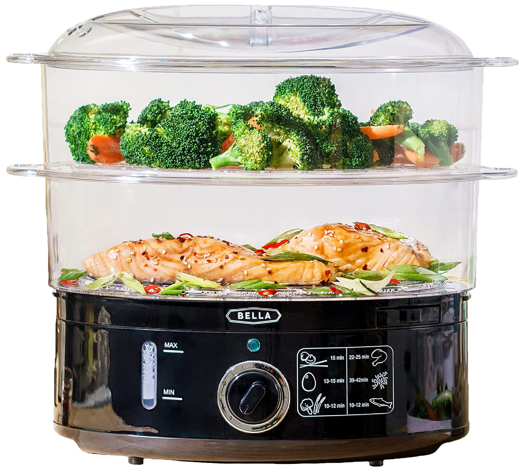 Brentwood Stainless Steel 1.9 Quart Cordless Electric Hot Pot Cooker and Food Steamer in Black