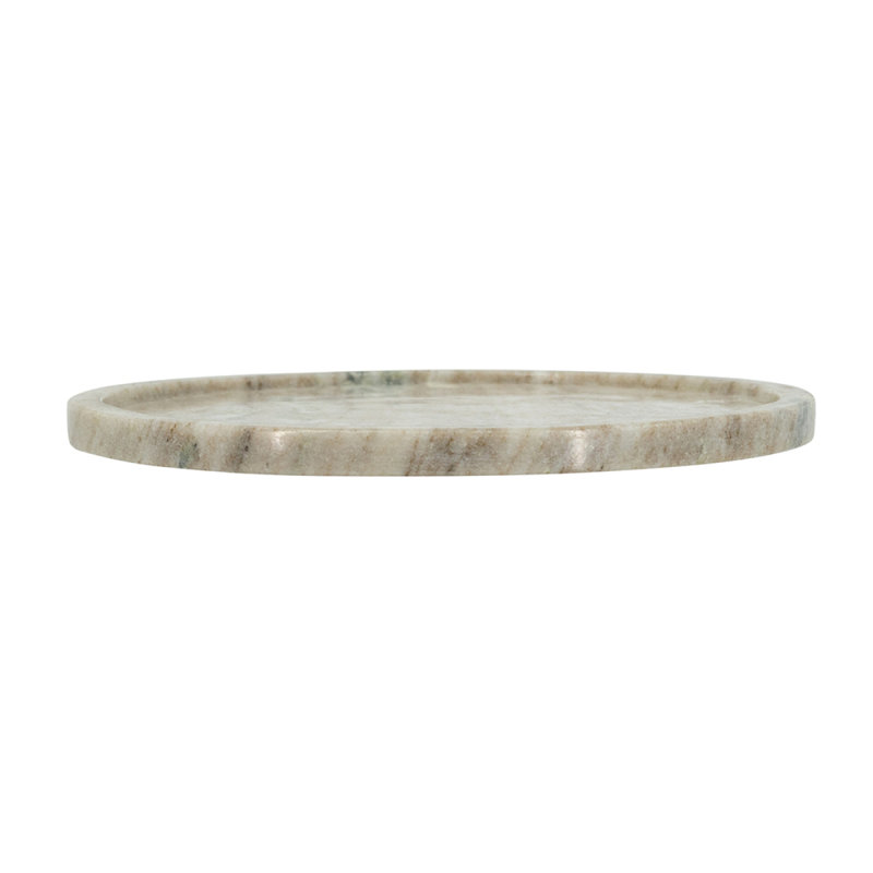 D10" Round Marble Tray With Natural Gray Finish