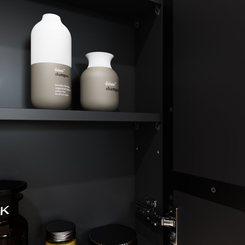 Three Door Steel Frame Square Shape Medicine Cabinet, Black