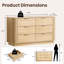 Large commode double en bois à 6 tiroirs, armoire de rangement à volets roulants courbés, mobilier de rangement moderne pour le salon de la chambre à coucher