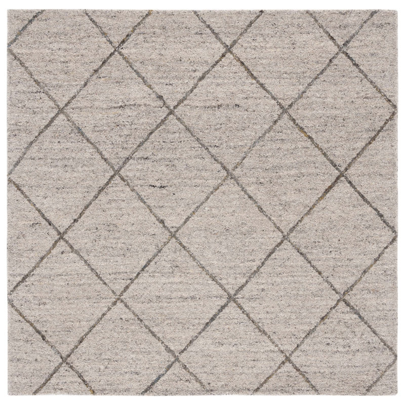 Moniz Hand Tufted Wool Geometric Rug, Square 6'
