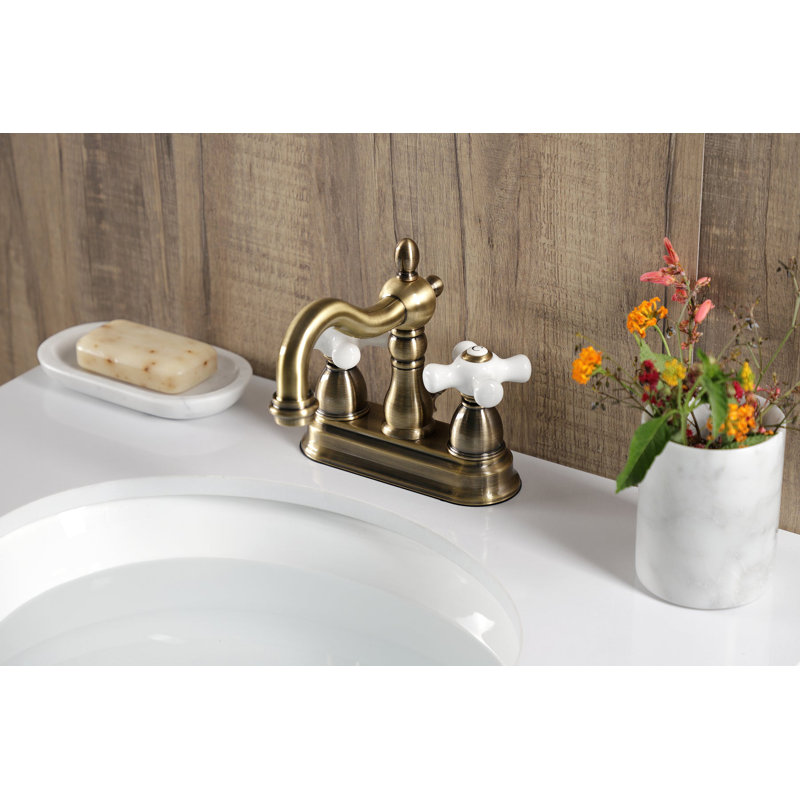 Heritage Centerset Bathroom Faucet with Drain Assembly, Vintage Brass