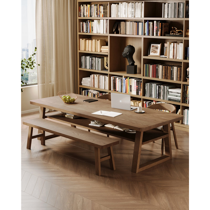 Table d'écriture en bois massif, H 29,53 po x l 70,87 po x P 31,5 po