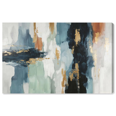 Gold Meets Indigo II Green Art Canvas Print by Art Remedy