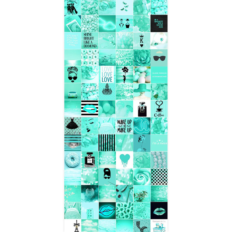 Soothing Aqua Inspirational Calming Tones with Uplifting Wallpaper, 108" L x 48" W