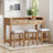 4-Piece Dining Table Set For 3, Retro Kitchen Table And Chairs Set With 3 Storage Drawers, Ideal For Small Spaces (Dining Set)-2011302404