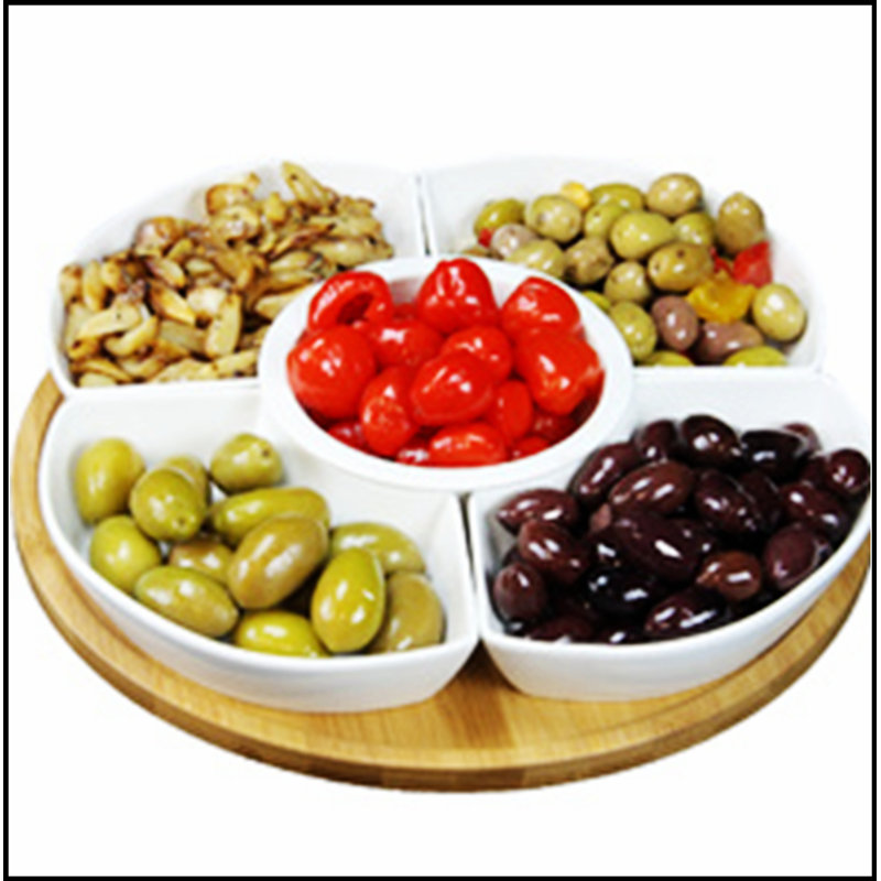 Ensemble de 6 pièces 12,25 pouces Elama Signature avec paresseux avec 5 plats et plateau en bambou