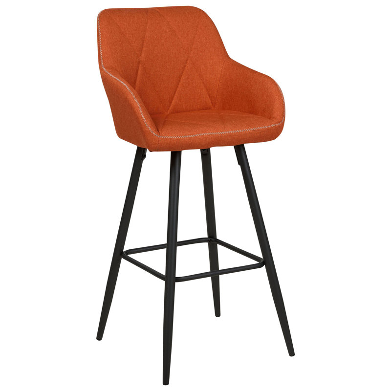Subramanya Upholstered Counter Stool with Metal Frame, Orange