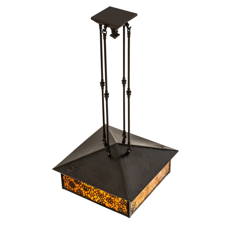 Luminaire suspendu rectangulaire 3 lumières lanternes