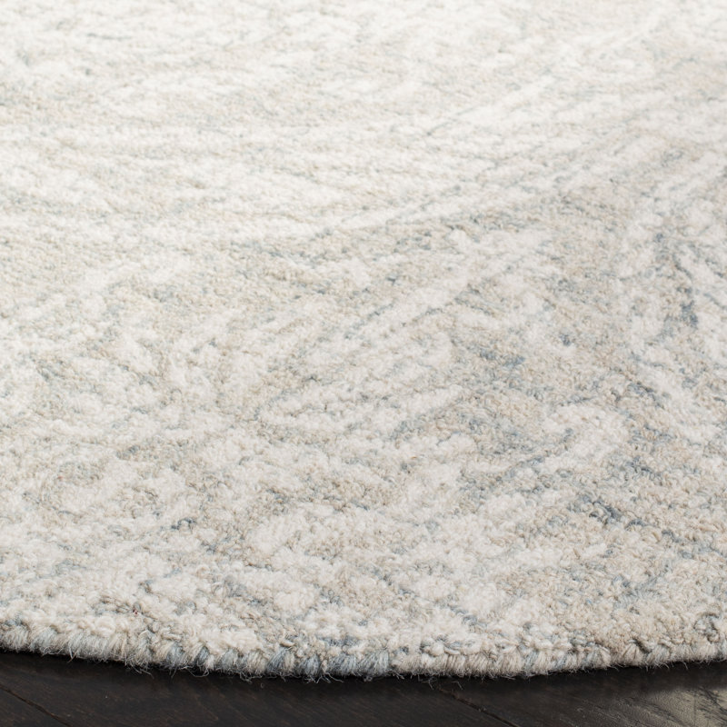 Rosemarie Abstract Handmade Tufted Wool Gray/Ivory Area Rug, Round 4'