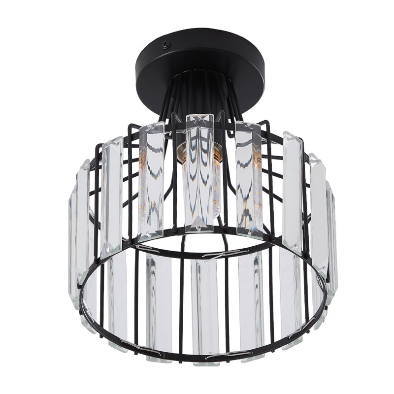 Crystal Semi Flush Mount, Matte Black