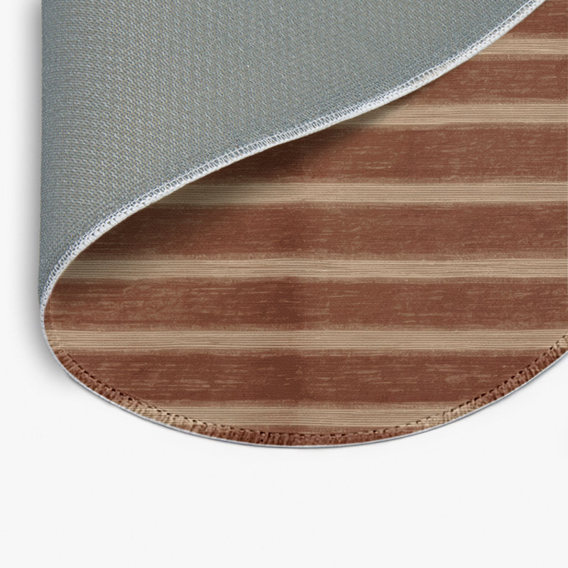 Tapis intérieur / extérieur brun HorizontalStripes, Rond 5 pi