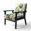 Chaise à accoudoirs rembourrée en velours Green Blooming Daisy I