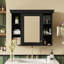 Armoire à pharmacie murale 35 po x 28 po avec porte miroir et 6 tablettes ouvertes noires | Idée de cadeau-582917835