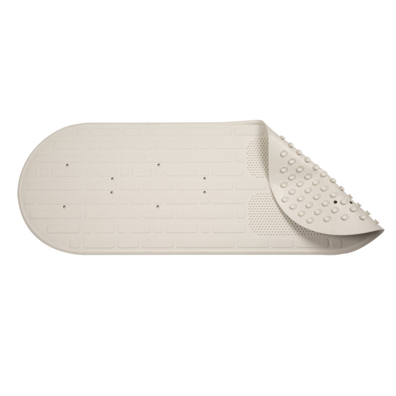 Luxury Cream Bath Mat with Foot Scrubber for Inside Bath (69x39cm)