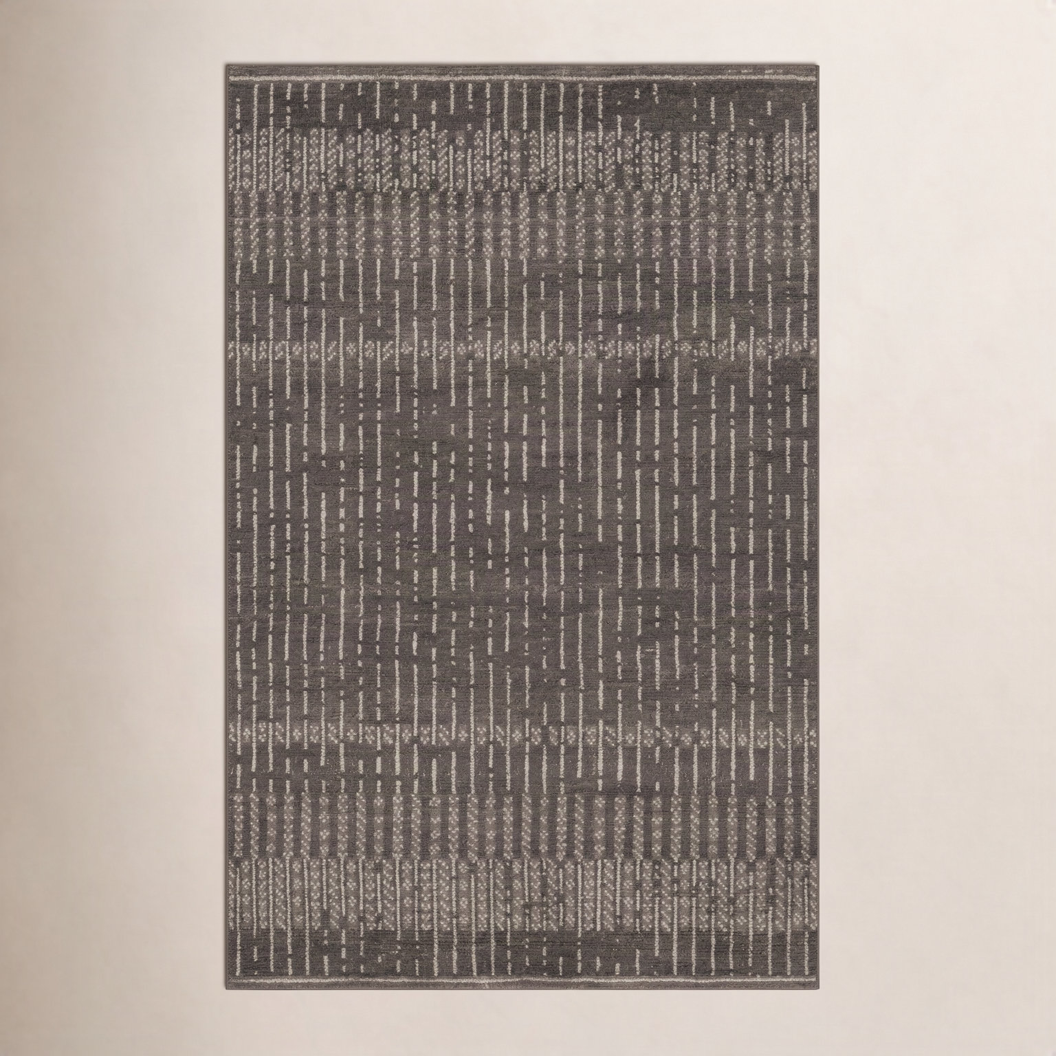Vanna Hand-Knotted Striped Wool Rug, Grey, 7'9x9'9