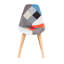 40.5cm Patchwork Linen Nordic style Dining Chairs with Solid Wood Legs-585766148