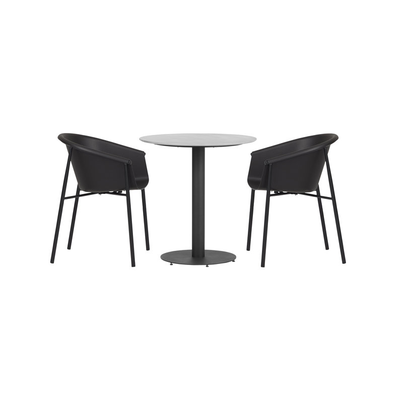 Lofties 2 - Person Metal Patio Dining Set with Round Table