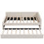 Lit plateforme double tapissier avec USB et lit gigogne simple, beige-1976655064