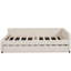 Lit plateforme tapissier avec port USB et lit gigogne simple, beige-222630640