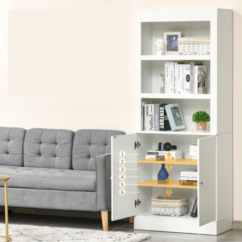 Freestanding Kitchen Pantry Cupboard with 6-Tier Shelving