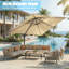 Parasol en porte-à-faux décalé 10 pi x 10 pi avec base, rotation à 360 ° pour la cour, la terrasse et la piscine-1068718042
