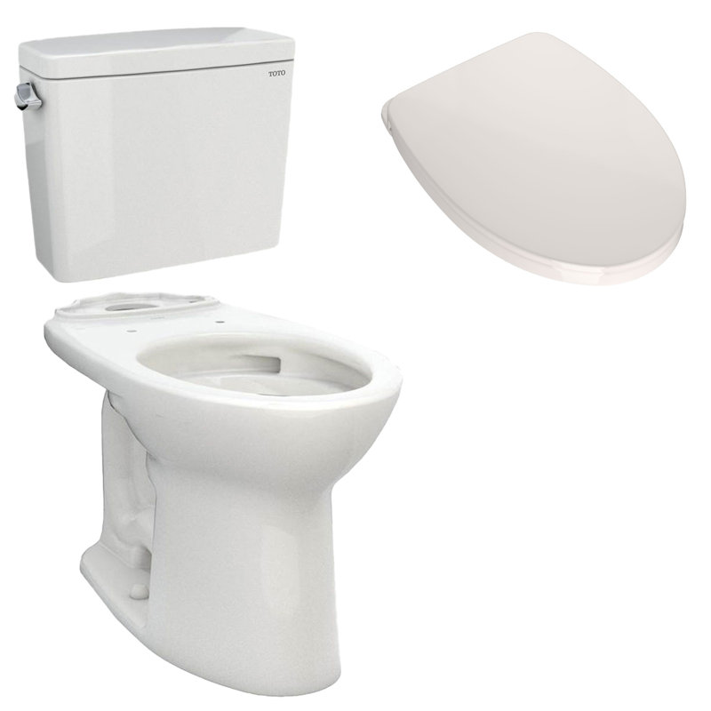Toilette allongée deux pièces Drake® 1,28 GPF (économe en eau), Blanc colonial, Gauche