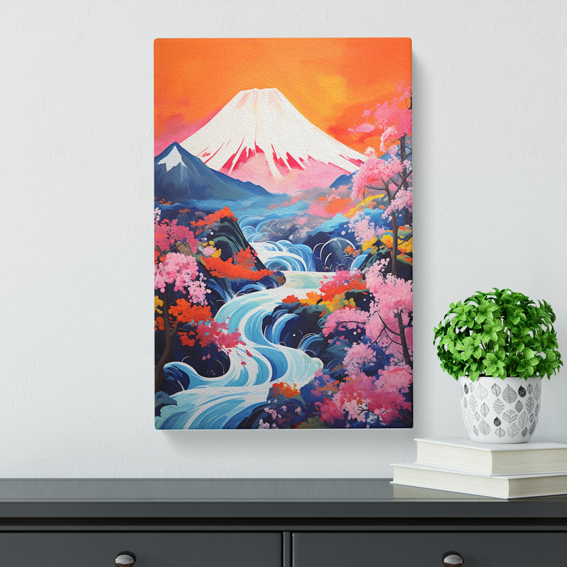 Japanese Mountains Expressionism No.2 - No Frame Art Prints - Wrapped Canvas, 76cm H x 50cm W x 3cm D