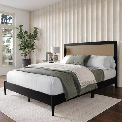 TWIN SIZE WOODEN PLATFORM BED IN BLACK