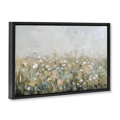 Cadre flottant Pastel Meadow Wildflowers, design par Elara Yasna