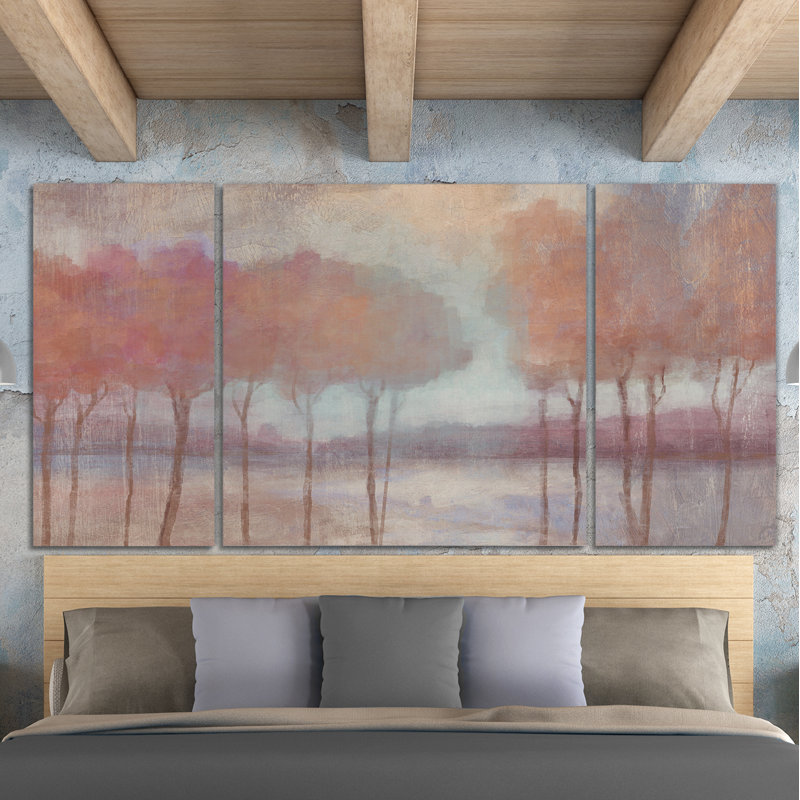 « blushing trees », reproduction d’image multi-pièces de première qualité sur toile, H 32 po x l 64 po x P 1,5 po