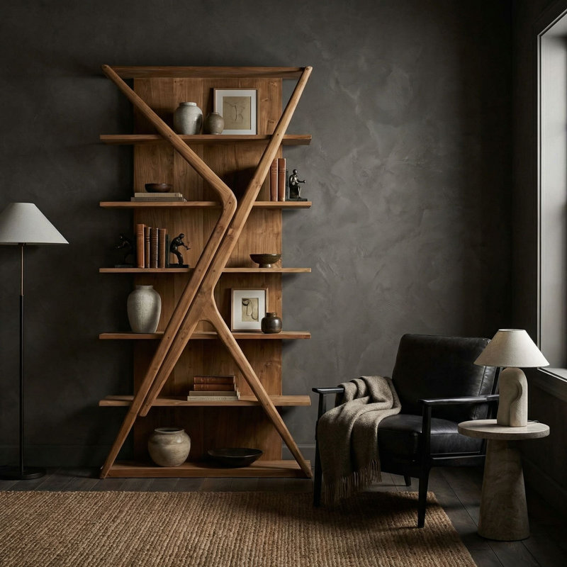 Vetra Solid Wood Bookcase, Clear Coat Semi-Gloss