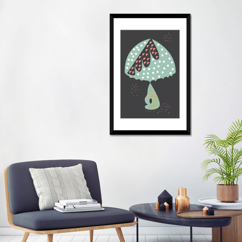 «Mushroom», impression sur toile tendue, Papier beaux-arts encadré noir, Blanc, H 32 po x l 24 po x P 1 po