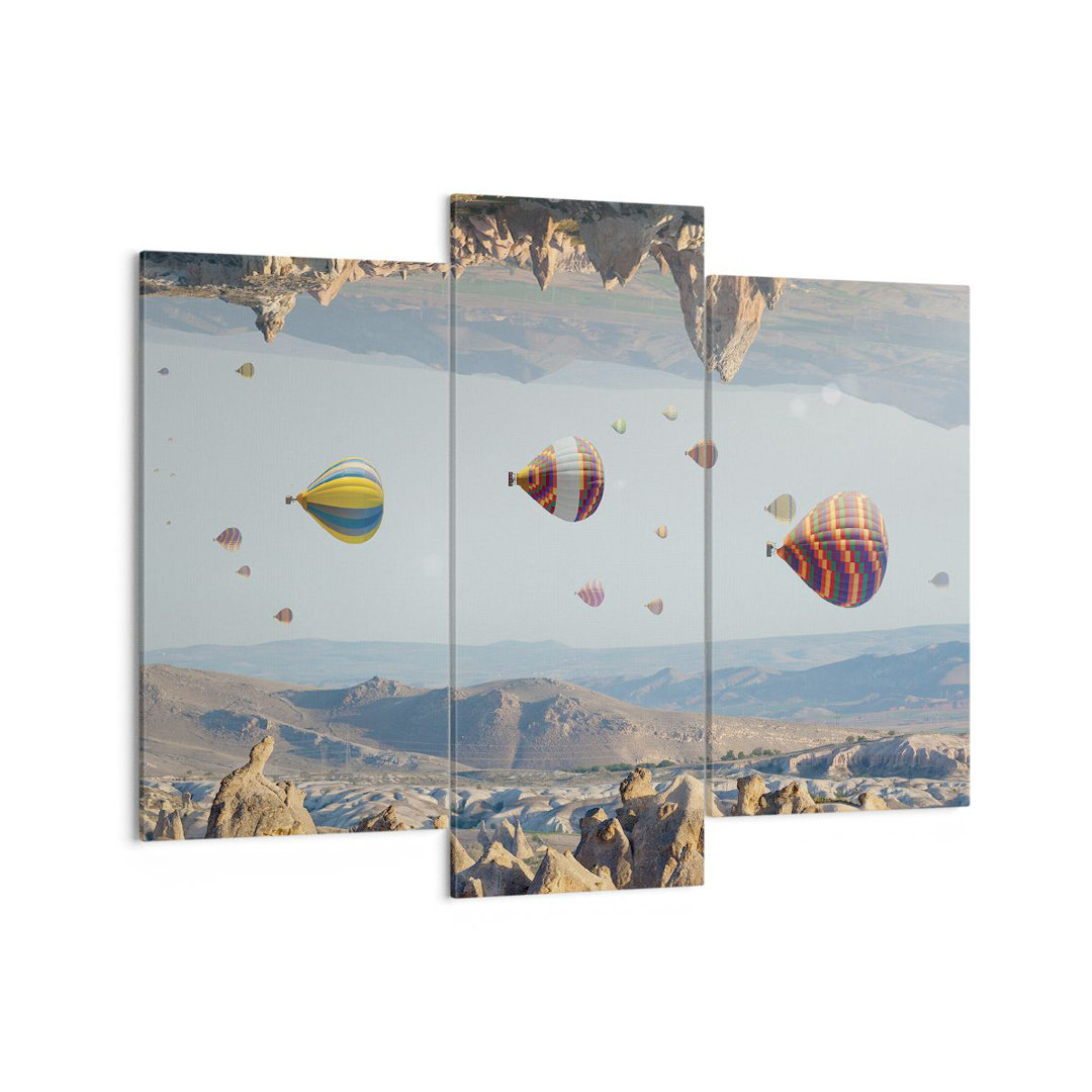 3-tlg. Leinwandbilder-Set Surrealism Flight Balloons