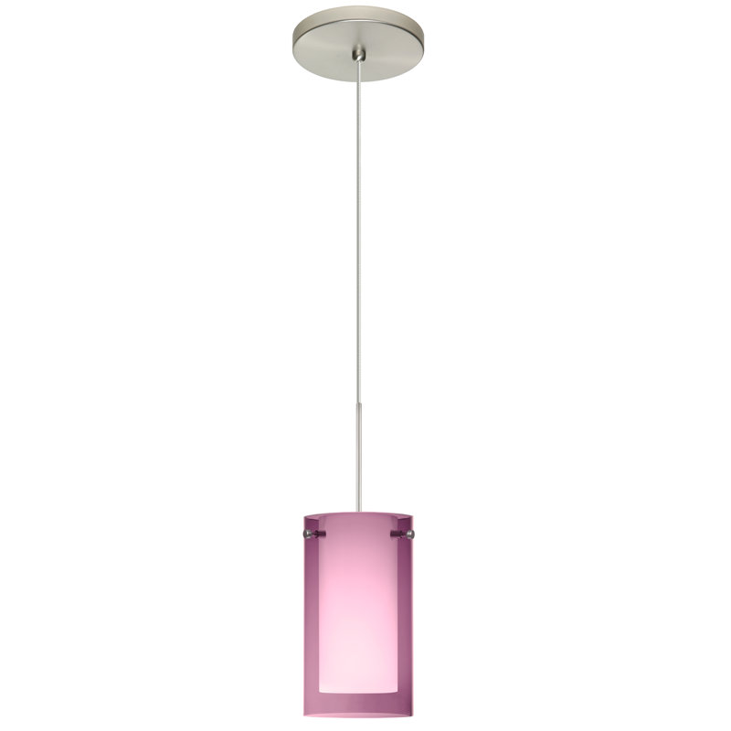 Morena 1 - Light Single Pendant, LED, Satin Nickel, Transparent Amethyst/Opal