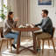  Table de salle à manger ronde en bois d'hévéa pour 2 à 4 personnes Alma, tables polyvalentes de style Mid-Century moderne pour le salon et la cuisine, 250 lb, base transversale stable, installation facile-1287732994