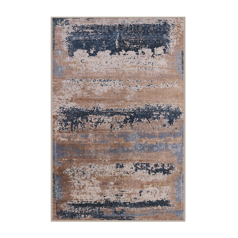 Tapis abstrait brun / bleu, Rectangle 6 pi x 9 pi