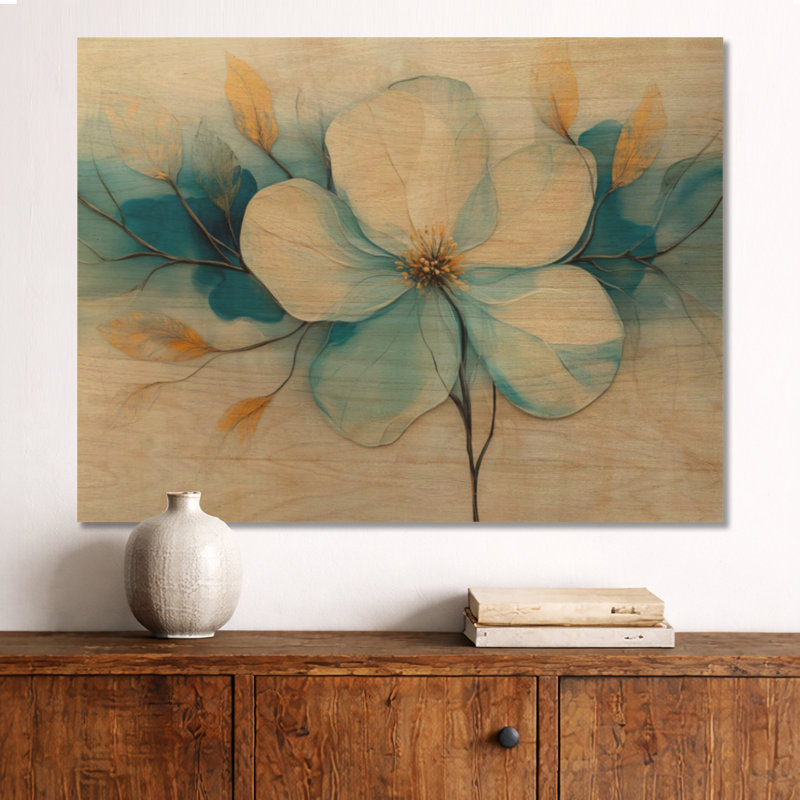 Fleur de pétale de bijou II - Impression d'art mural décoratif en bois à thème botanique, H 30 po x l 40 po, Rectangulaire