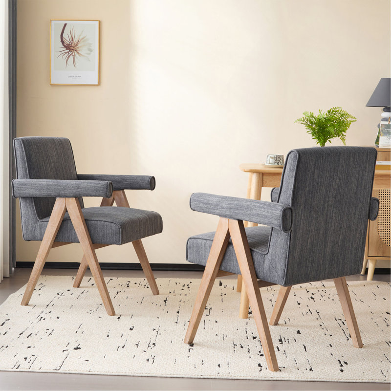 Fauteuil de salle à manger en tissu, Gris