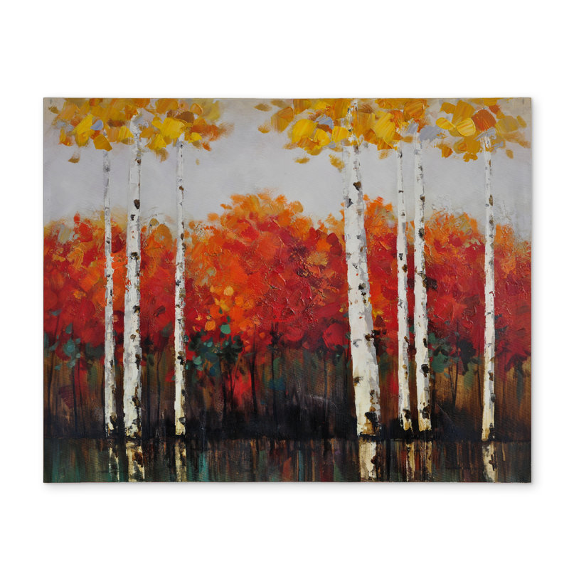 Napperon Birches by Fall Green | Arbres de décoration intérieure