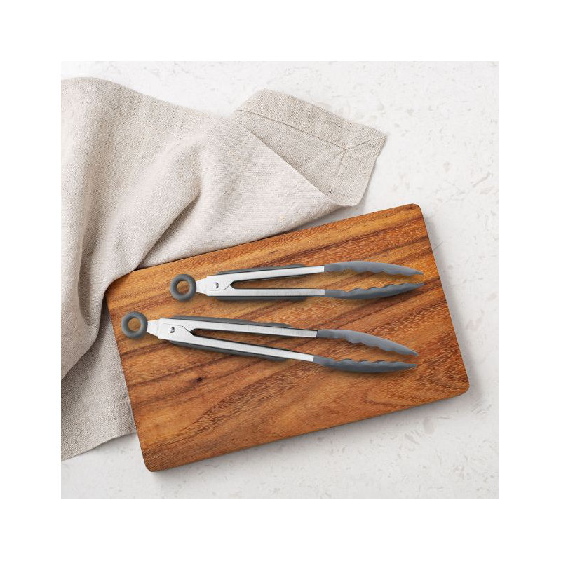 Stainless Steel Silicone Grip Tongs - Set of 2