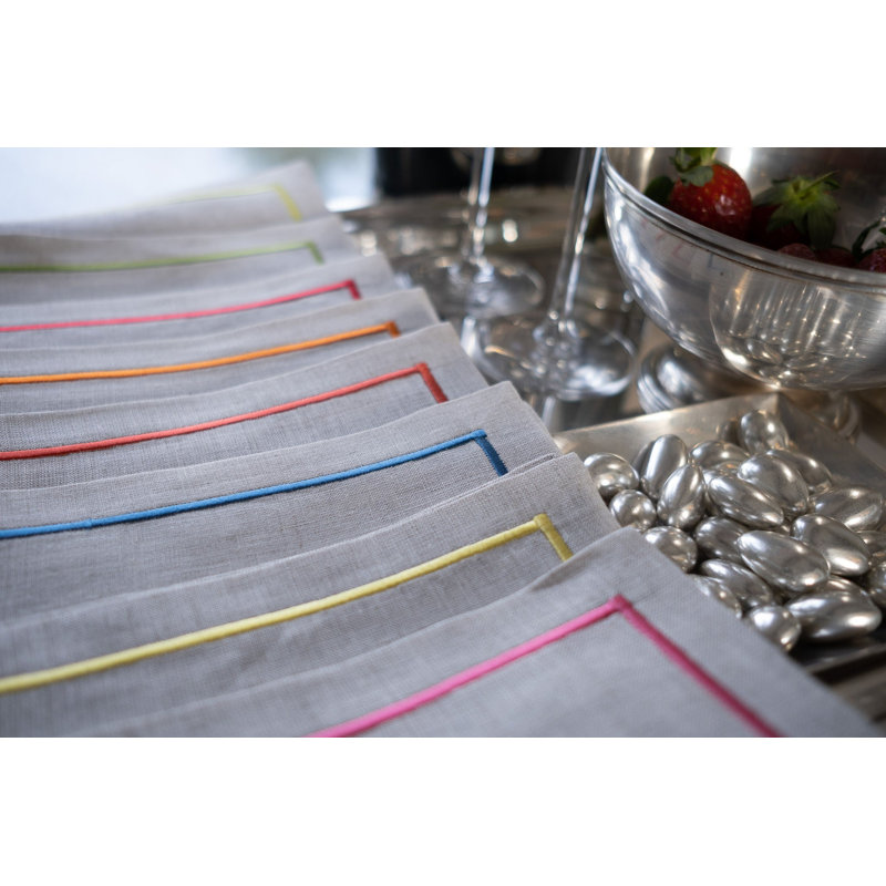 Linen Embroidered Square Napkin