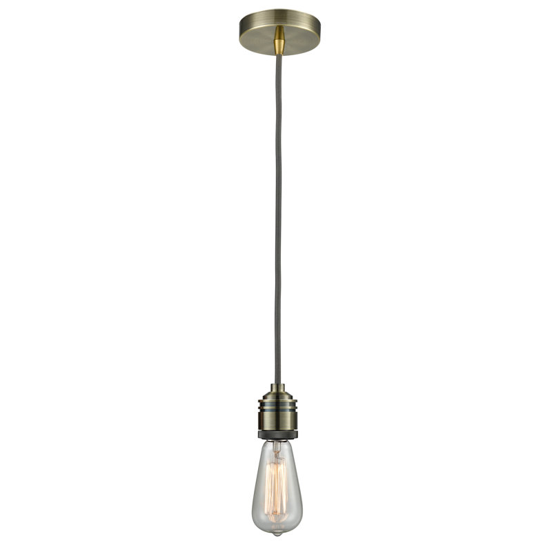 Cecil 1 - Light Single Pendant, Antique Brass/Gray